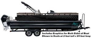 Graphic Black Gray American Graphic Wrap Decal Vinyl Bass Fishing Pontoon Boat - Picture 1 of 1