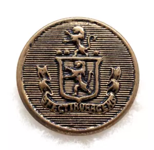 Knopf Spectemur Agendo Löwe Schild Wappenschaft Bronze goldfarben 1 1/8" - 28 mm - Bild 1 von 5