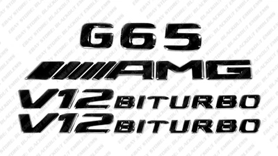 Set Gloss Black Emblem Logo Letters for Mercedes-Benz G65 V12 Biturbo AMG W463 - Image 1 of 4