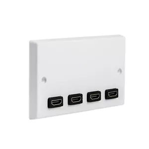 HDMI x 4 AV Audio Wand Abdeckplatte - Weiß Buchse zu Buchse - Bild 1 von 4