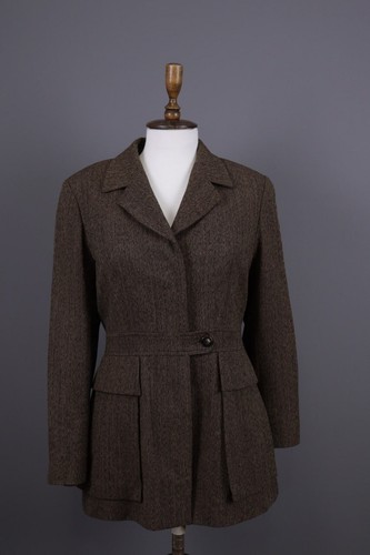 Giacca cappotto di lana KENZO JUNGLE marrone seno singolo bordato taglia 40 S