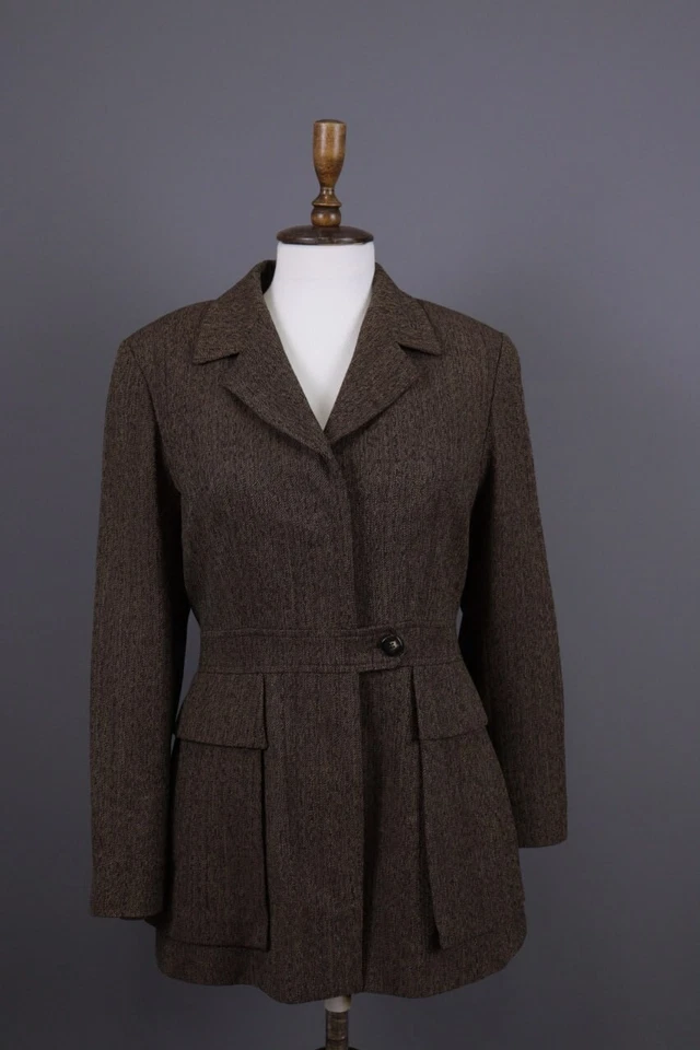 Chaqueta Abrigo KENZO JUNGLE Marrón Pecho Único Lana Vallada Talla 40/S Foto 1 de 4