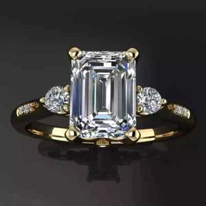 5 Ct. Emerald Cut White Diamond Ring Grate Shine & Luster in 925 Sterling Silver - Picture 1 of 5