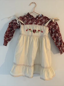 VTG 80'S BAYLIS BROTHERS GERMAN STYLE SMOCKED RUFFLED PRAIRIE DRESS Sz 6 - Picture 1 of 9