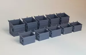 10er-Pack - HO Maßstab Müllcontainer - 4 Yard/6 Yard Stil - grau - Maßstab 1:87 - Bild 1 von 12