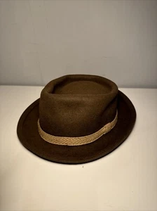 ORIGINAL MENS VTG CHRISTYS LONDON TRILBY FEDORA HAT SUPPLE FELT BROWN 54cm Appro - Picture 1 of 12