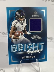 Zay Flowers 2024 Panini Luminance Bright Beginnings #BB-ZFS Ravens Jersey Swatch - Picture 1 of 3