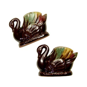 Enesco Ceramic Swan Candlestick Candle Holders Japan Redware Figurines (2-Pack) - Picture 1 of 6