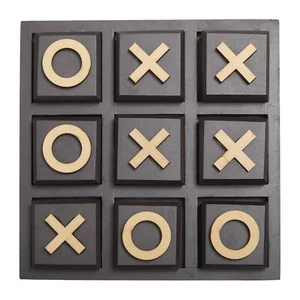 Wooden Tic Tac Toe Game Set, 10 x 10 x 2, Black - Picture 1 of 9