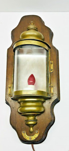 Vintage Rare "Cutty Sark" Flush Wall Mount Brass & Wood Electric Wall Sconce 16"