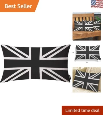 UK Flag Rectangular Pillow Cover - Stylish Union Jack Design in 12x20 Inches - Image 1 of 4