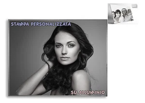 STAMPA SU ALLUMINIO PERSONALIZZATA QUADRO ARGENTO LUCIDO LOGO FOTO 150 x 200 MM - Foto 1 di 1