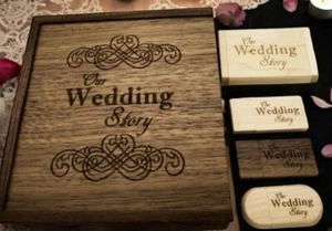 16GB USB-Laufwerk mit Lasergravur "Unsere Hochzeitsgeschichte" Hochzeitstag - Bild 1 von 8