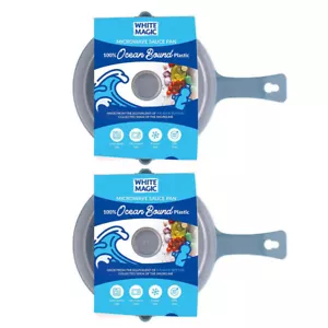 2x White Magic Ocean Bound Plastic Microwave Kitchen Sauce Pan Pot - Blue - Picture 1 of 3
