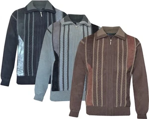 Herren Strick Full Zip Gefüttert Chenille Klassisch Cardigan Pullover Sweater M-XXL  - Bild 1 von 4