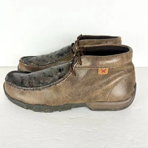 Twisted X Chukka Full Quill Ostrih Driving Moc Size 9 Full Grain Leather Western - Picture 1 of 9