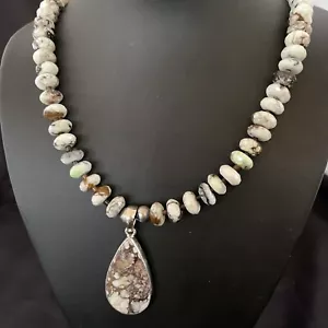 Wild Crazy Horse Turquoise Pendant Navajo Pearls Sterling Silver Necklace 11342 - Picture 1 of 12