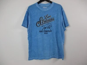 Levis Strauss Shirt Adult Large Blue Logo Spellout Bull Casual Mens - Picture 1 of 15