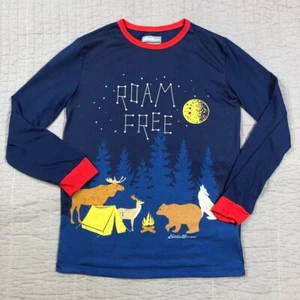 Eddie Bauer Pajama Top Kids Large 14/16 Boy Girl Blue Roam Free Camp Sleep Wear - Picture 1 of 24