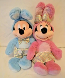 Disney Store Mickey & Minnie Mouse Easter Bunny Costume Plush 2018 Lot of 2 NWT - Picture 1 of 4