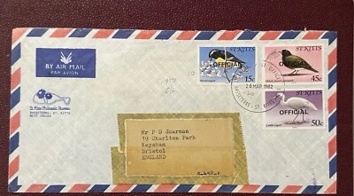 ST KITTS 1982 CUBIERTA PÁJAROS SELLO A INGLATERRA Foto 1 de 3