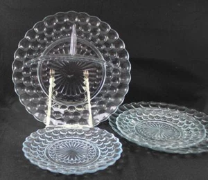 Anchor Hocking Bubble Blue Set of Two Grill Plates and Two Bread & Butter Plates - Picture 1 of 6