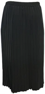 Schwarz plissiert 32" langer Midi-Rock zum Anziehen elastische Taille nicht gefüttert Damen - Bild 1 von 4