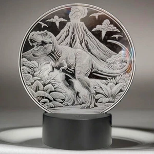 Lampada LED con incisione laser di dinosauro su plexiglass da 4mm, con base LED - Picture 1 of 8