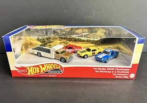 Hot Wheels Premium Diorama '70 Dodge Hemi~'65 Mustang 2+2~'70 Camaro~Retro Rig - Picture 1 of 7