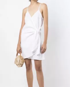 Faithfull the Brand Women's White Linen Avery Mini Wrap Dress Size M NEW $209 - Picture 1 of 10