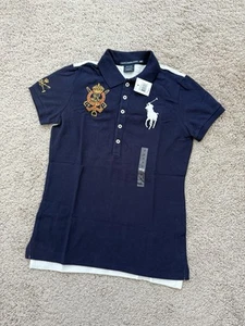 NUEVO CON ETIQUETAS POLO RALPH LAUREN Mujer Azul Marino Big Pony Polo Bordado Cresta Talla S - Imagen 1 de 10