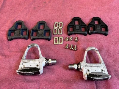 Vintage Shimano Dura Ace PD-7401 Clipless Road Bike Pedals w/ Cleats - Image 1 of 4