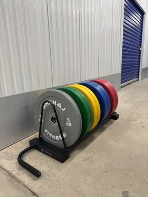 Set Pesi Piastra Paracolpi Olimpica Colorata 150KG con Rack Piatto e Supporto Bilanciere - Immagine 1 di 4