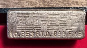 Vintage LMC Louisville Metals Company 10.353 oz Poured Silver Bar, Weight Below - Picture 1 of 4