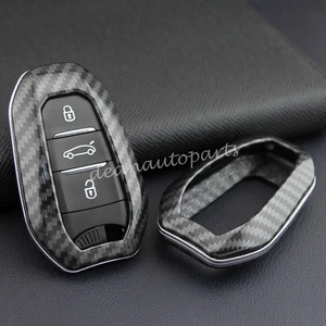 Carbon Fiber Smart Key Case Cover For Peugeot 208 308 508 2008 3008 5008 Citroen - Picture 1 of 8