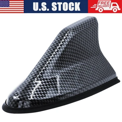Fin Roof Car Trim Antenna Carbon Fiber Shark Radio FM/AM Antena Cover Waterproof - Image 1 of 4