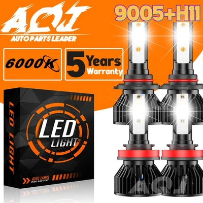LED Headlight Bulb Combo 9005+H11 Hi/Lo Beam For Scion iQ 2014-2015 Foto 1 de 4