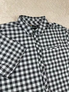Smartwool Shirt Mens XL Black White Check Short Sleeve Button Up Merino Woo - Picture 1 of 9