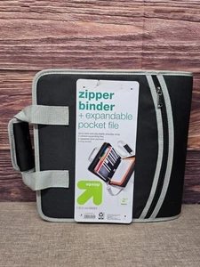 Up&Up 2" Ring Zipper Binder with Adjustable Strap, Black - Picture 1 of 6