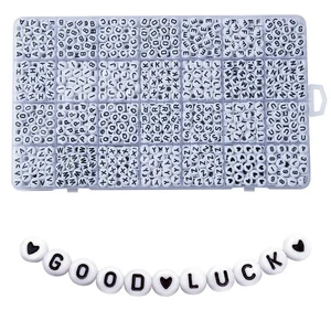 1400 Stück Buchstabenperlen, 4x7 mm Acryl Alphabet Perlen, Perlen für Schmuck und - Bild 1 von 8