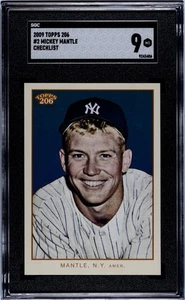 2009 Topps 206 #2 Mickey Mantle Checklists New York Yankees SGC 9 POP 1 - Picture 1 of 2