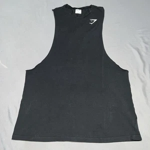 Gymshark Drop Arm Shirt Mens Adult XL Black Sleeveless Athletic Logo Gym -5010 - Picture 1 of 13