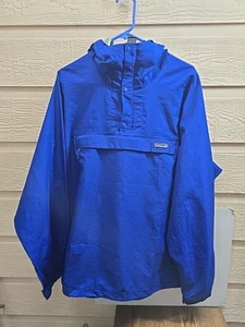 Patagonia Anorak Windbreaker Jacket Men's Sz L Blue Button Snap Pullover Vintage - Picture 1 of 18