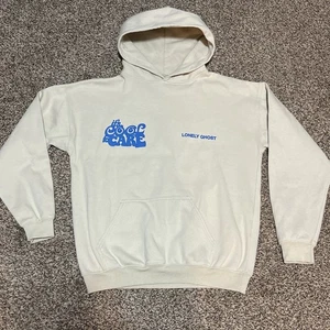 Lonely Ghost C2C Swirly Hoodie Men Medium Cream It's Cool To Care Streetwear - Picture 1 of 9
