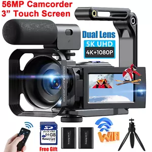 5K Video Camera 56MP Dual Lens Camcorder WiFi IR Night Vision 16X Digital Zoom~ - Picture 1 of 12