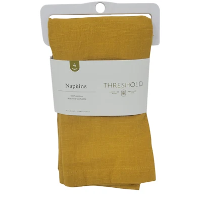 Threshold 4pk Cotton Easy Care Napkins Plain Weave Solid Hue 18"x18" Gold NEW - Image 1 of 4