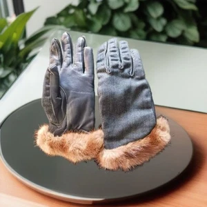 Neu aus altem Lagerbestand - Sermoneta Kinder Leder Kaschmir gefüttert braun Fellmanschette Größe 6 - Bild 1 von 4