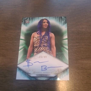 Nice 2021 Topps WWE Sasha Banks Green Autograph #35/99 Made - Picture 1 of 3
