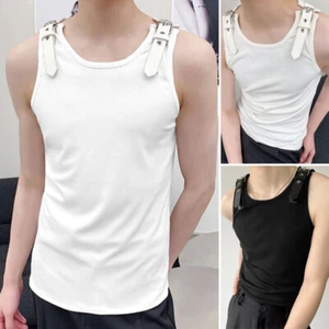 Summer Mens Sleeveless Crew Neck Tank Tops Vest Casual Loose Tee Shirt Blouse - Picture 1 of 14