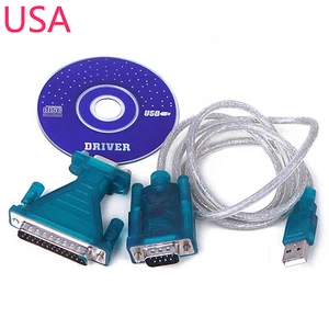 USB to RS232 DB9 Male Adapter 9 pin Serial Cable & Driver CD Windows 7 8 XP - Picture 1 of 3